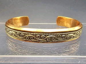 Copper & Embossed Metal Cuff Bracelet - Picture 1 of 10