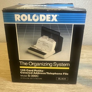 Vintage The Organizing System Rolodex S-300C 125 Card Petite Black Covered File - Picture 1 of 4