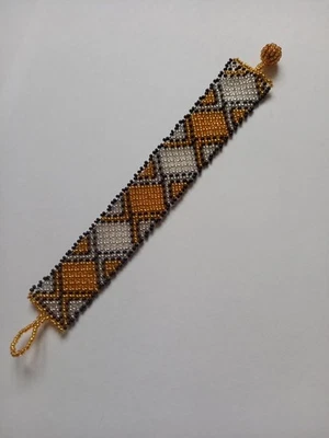 Zulu beaded Bracelet  Handmade by Zulu Ladies South African Gold and Silver  - Image 1 of 4