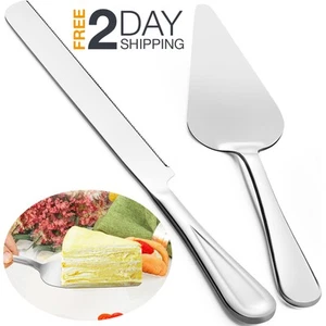 13 Inch Premium Stainless Steel Cake Knife and Server Set For Wedding Silver New - Picture 1 of 7