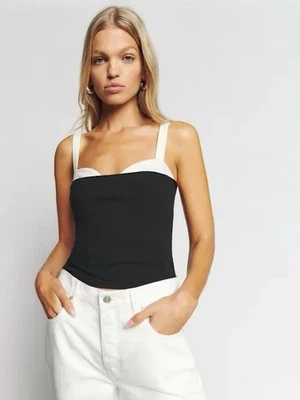 Reformation Black and White Women's “Harlan Knit” Sleeveless Cami Top in size XS - Image 1 of 4