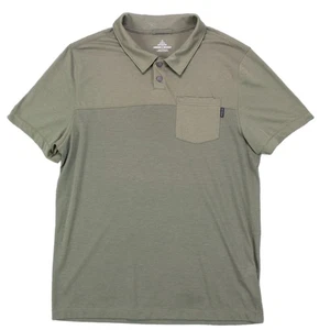 prAna Mens M Green Snap Button Polo Shirt Beathable Organic Cotton Poly Blend - Picture 1 of 10