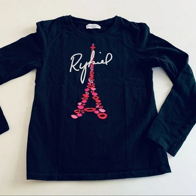 Черный топ Sonia Rykiel для девочек с Эйфелевой башней размер 12 - Изображение 1 из 4
