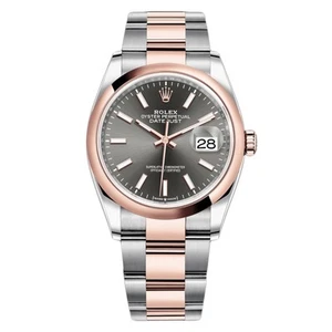 Reloj Rolex Datejust 36 36 mm gris índice marcadores de hora esfera oro rosa - Imagen 1 de 1