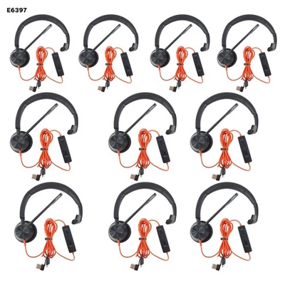 Plantronics Blackwire BW3310 USB-C Black-Orange Mono Headset Lot of 10 Working - Image 1 of 4