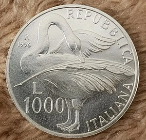 Moneda Italia 1000 liras 1996 plata UNC MONTALE ¡¡PERFECTO ESTADO!!! - Imagen 1 de 2