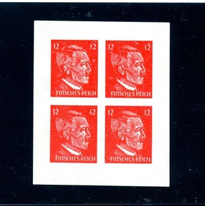 [USA] 1944: 12pf Block-of-4 / Futsches Reich / 'Death Head’ Propaganda Stamps - Picture 1 of 2