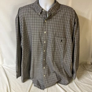 Ralph Lauren Mens Shirt 100% Cotton XXX 3X Big Gray Plaid w/ Black Logo FS! - Picture 1 of 9