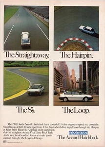 Honda 1985 Accord Hatchback Print Ad Vintage Car Racing S's Loop - Picture 1 of 1