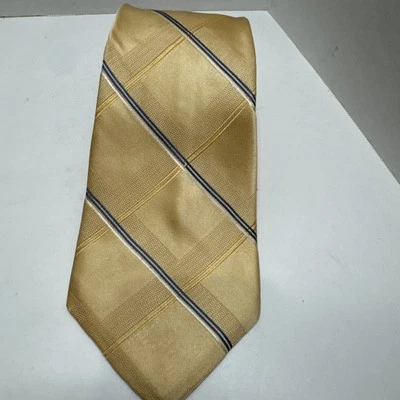 Золотой шелковый мужской галстук JONES NEW YORK 100% шелк ~ желтое золото ~ винтажный 62 дюйма x 4 дюйма - Изображение 1 из 4