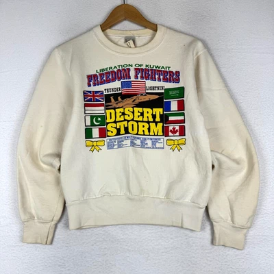 VTG Small FOTL Desert Storm Kuwait Freedom Fighters 90s Sweater Made in USA - Image 1 of 4