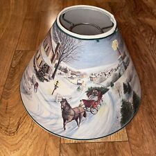 Vintage-A Homestead Shoppe-Punched Litho Lamp Shade-1992-Winter Christmas Sleigh