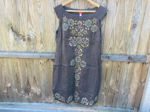 MONSOON GREY UK 16 VISCOSE LONG BLOUSE SLEEVELESS TOP LARGE TOP DRESS TEE ZZ - Picture 1 of 6