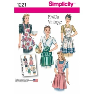 Simplicity 1940's Vintage Aprons Fabric Sewing Pattern 1221 - Picture 1 of 3