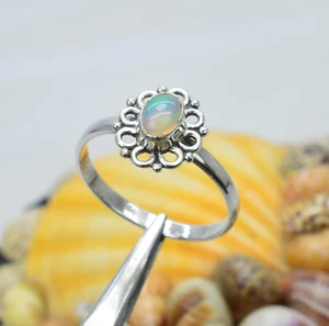 Fire Opal Ring 925 Silver Ring Gemstone Ring Flower Designer Gift Jewelry - Picture 1 of 6