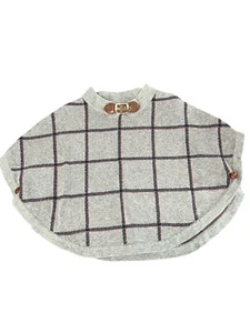 Hope & Henry’s Girl’s Sweater Cape Grey Plaid SZ XXS (2-3) Circular Poncho - Picture 1 of 6