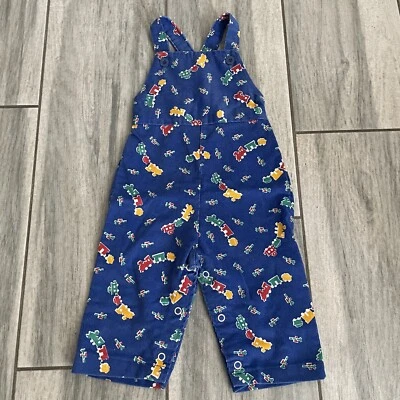 Pantalones Acanalados Azul Healthtex Vintage Niños Mono Trenes 9 Meses 80’s 90’s Foto 1 de 4