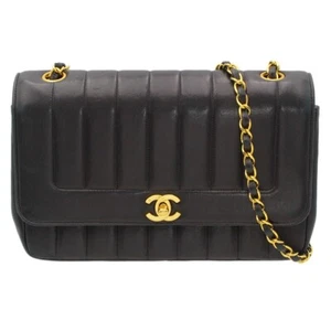 CHANEL Leather Mademoiselle Chain Shoulder Bag Turnlock Vintage D2667 - Picture 1 of 9