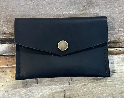 Portland Leather Goods NEW Smooth BLACK Mini Envelope Wallet • 25€