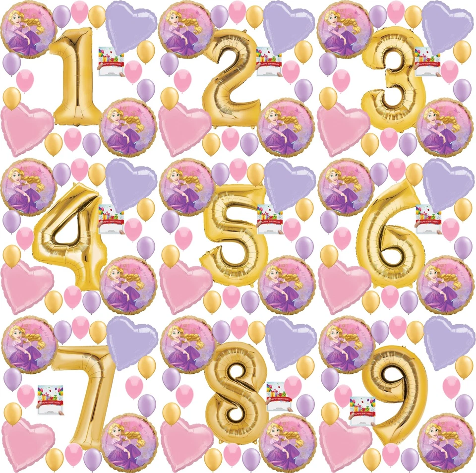 Princesa Rapunzel Suministros de Fiesta Cumpleaños Globo Decoración Elige Tu Edad   Foto 1 de 1
