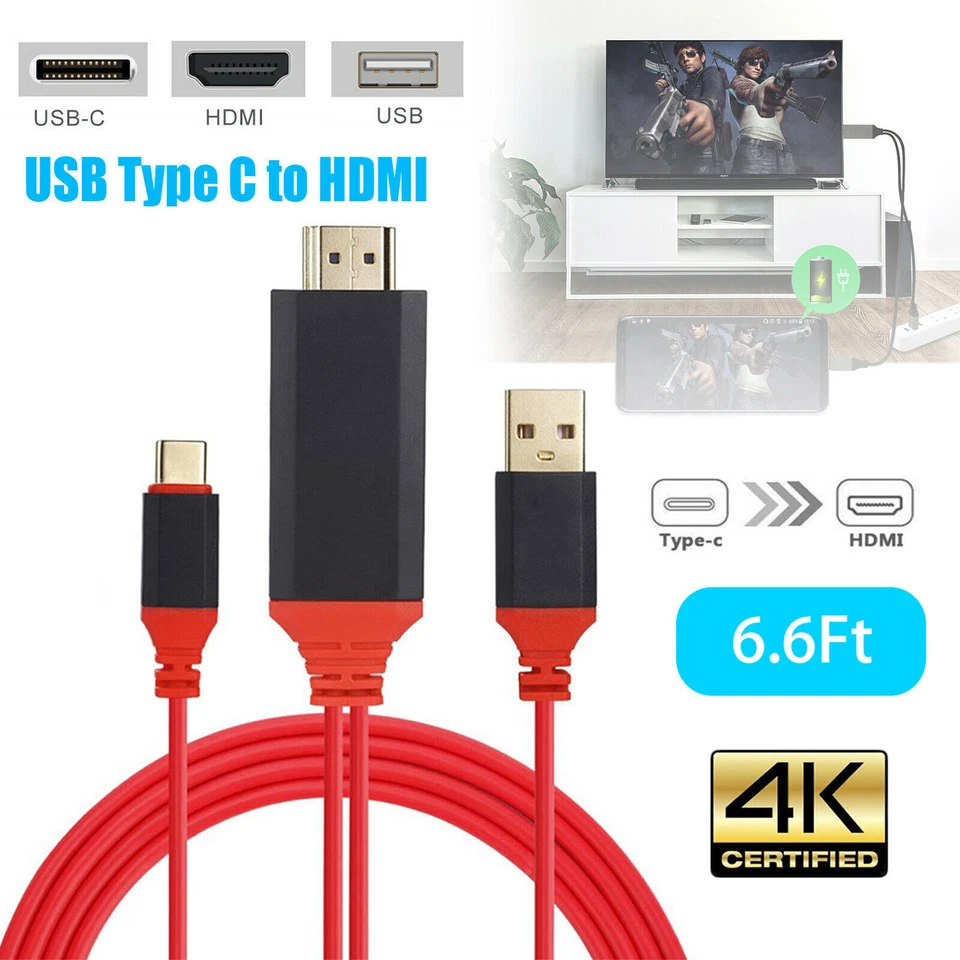 MHL USB-C Typ C zu HDMI 1080P HD-TV-Kabeladapter Für Android Samsung LG HUAWEI - Bild 1 von 4