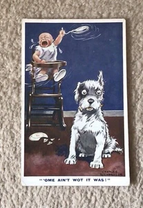 Vintage Humorous Postcard Of Dog With New Baby - Picture 1 of 2