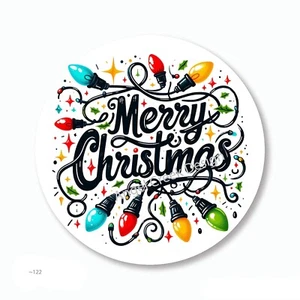 Merry Christmas Holiday Lights Favors Scrapbook Stickers Envelope Seals Labels - Picture 1 of 1
