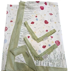 Couleur Nature Springfield Cotton Green Floral Tablecloth 2 Matching Napkins - Picture 1 of 11