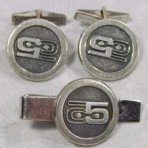 Vtg Haltom Jewelers Sterling Silver Set Cufflinks and Tie Bar Channel 5 - Picture 1 of 4