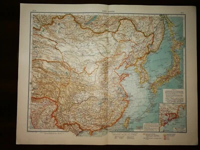 DOUBLE-PAGE MAP-EAST ASIA,PAGE 164-165 , ANDREE GREAT WORLD ATLAS- 1914 - Image 1 of 2