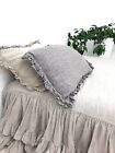 Pillowcase small ruffle around buttons closure natural linen bedding ruffled