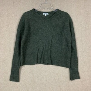 Aritzia Community Wool Womens Sweater M Green Pullover V Neck Cropped Short - Picture 1 of 10