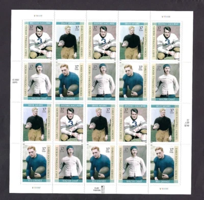 US Scott# 3811a 2003 37c Booklet Pane of 20 Early Football V1111111 UL MNH VF - Image 1 of 2