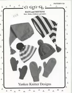 Yankee Knitter Designs Knitting Pattern 26 Hats & Mittens - Baby, Child & Adult - Picture 1 of 7