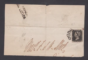 GB QV 1840 1d Penny Black JB LIVERPOOL SHIP LETTER Black Maltese Cross MX Pl't 5 - Picture 1 of 3