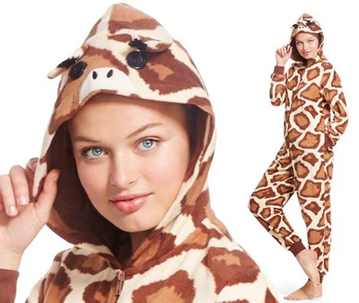 Женская пижама с капюшоном GIRAFFE L XL цельный комбинезон костюм для взрослых флис - Изображение 1 из 2