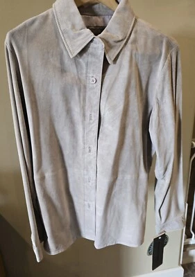 Chaqueta Camisa Mujer 100% Gamuza, Tostada - Talla XL Nueva con Etiquetas Foto 1 de 4