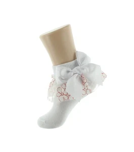Girls Red Colored Flower Lace Anklet - Picture 1 of 4