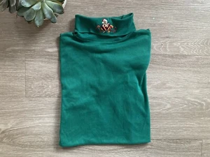 Youth Vintage 90’s Holiday Christmas Embroidered Turtleneck Green Long Sleeve - Picture 1 of 6