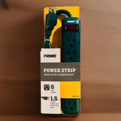 💡POWER STRIP - Prime, 6-Outlet Power Strip w/1.5ft Power Cord. BRAND NEW! - Image 1 of 4