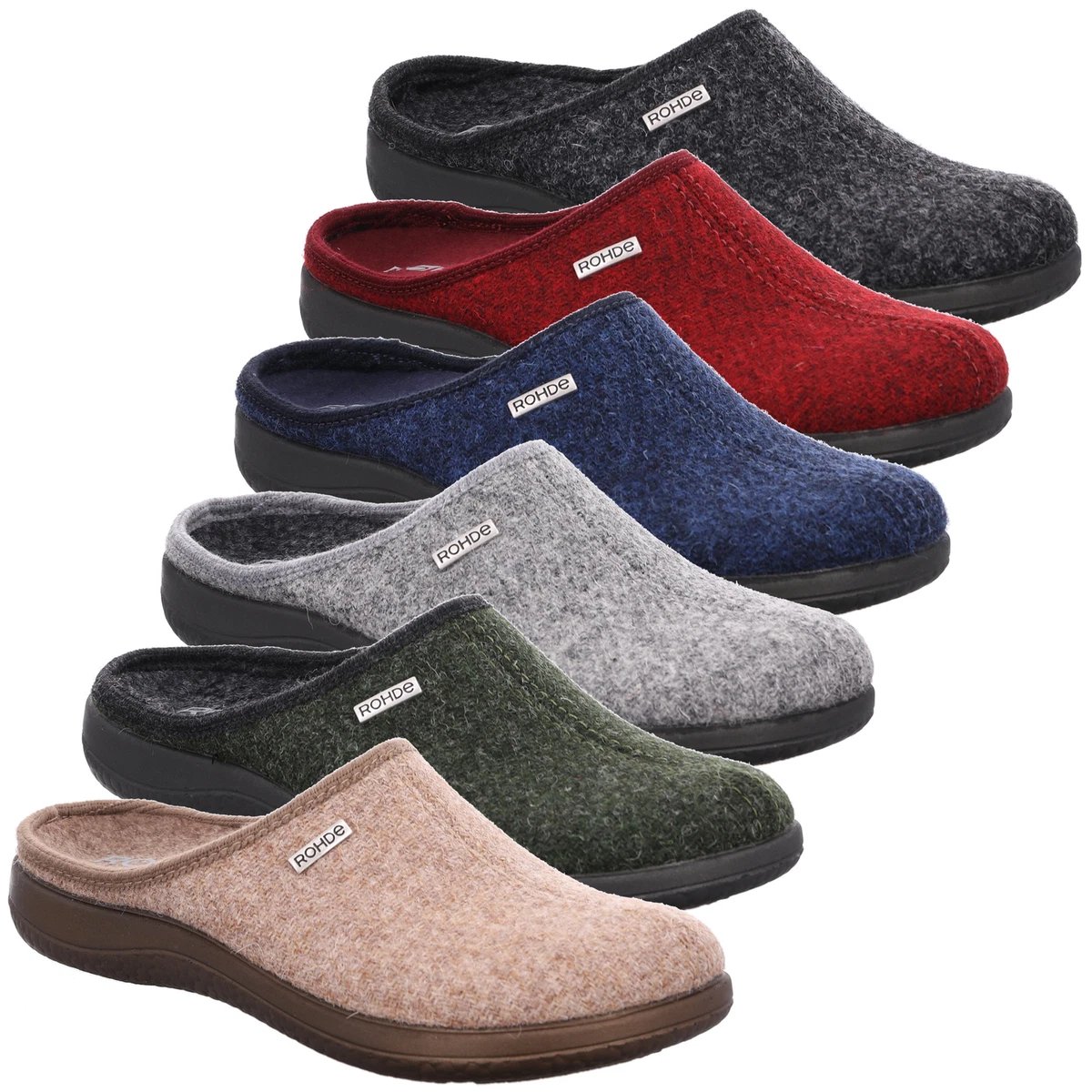 Rohde Damen Pantoffel Mit Keilabsatz – Gepolstert, Rutschfeste PVC-Sohle, Weite F 1/2