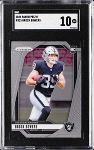 2024 PANINI PRIZM #315 BROCK BOWERS ROOKIE RC SGC 10 GM - Picture 1 of 2