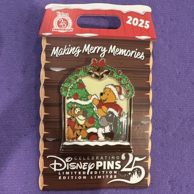 2025 Disney Parks Holiday Christmas MAKING MERRY MEMORIES Winnie The Pooh LE PIN - Image 1 of 3