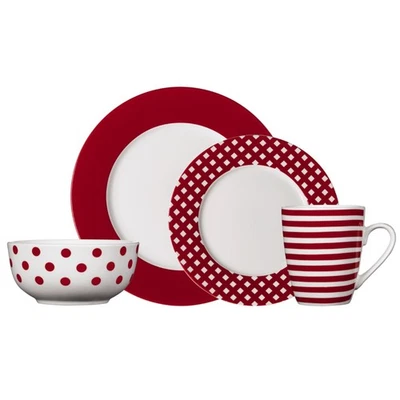 Kenna Red 16-Piece Porcelain Dinnerware Set, Service for 4 - Image 1 of 4
