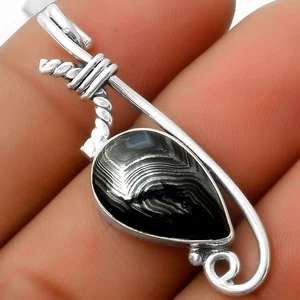 Crown Of Silver Psilomelane - Black Malachite 925 Silver Pendant Jewelry P-1682 - Picture 1 of 5