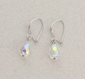 14k Weißgold Kristall Ohrhänger 1" x 1/4" - Bild 1 von 6