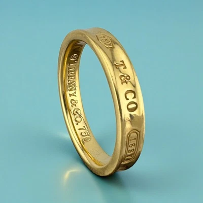 Anillo Banda Colección 1837 Oro Amarillo 18k Vintage Tiffany & Co. - Tamaño 9 4mm Foto 1 de 4