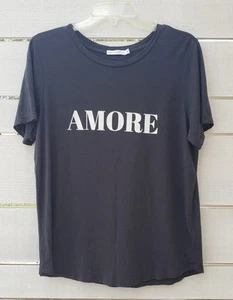 South Parade Women's Pima Cotton / Modal Lola AMORE Black Oversized T-Shirt Sz M - Picture 1 of 5