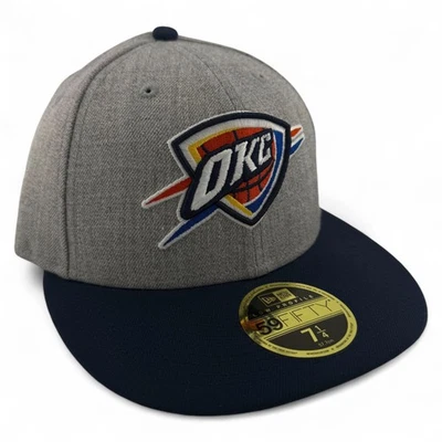 New Era Oklahoma City Thunder NBA Grey/Navy Low Profile 59Fifty Fitted Hat Cap - Image 1 of 4