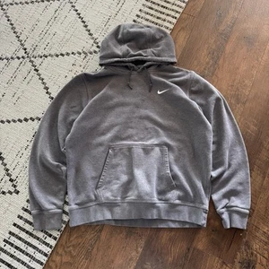 Nike Hoodie Herren Large anthrazitgrau bestickt Swoosh Sweatshirt Pullover Y2K - Bild 1 von 11